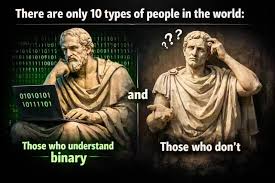 Meme with a binary joke. 